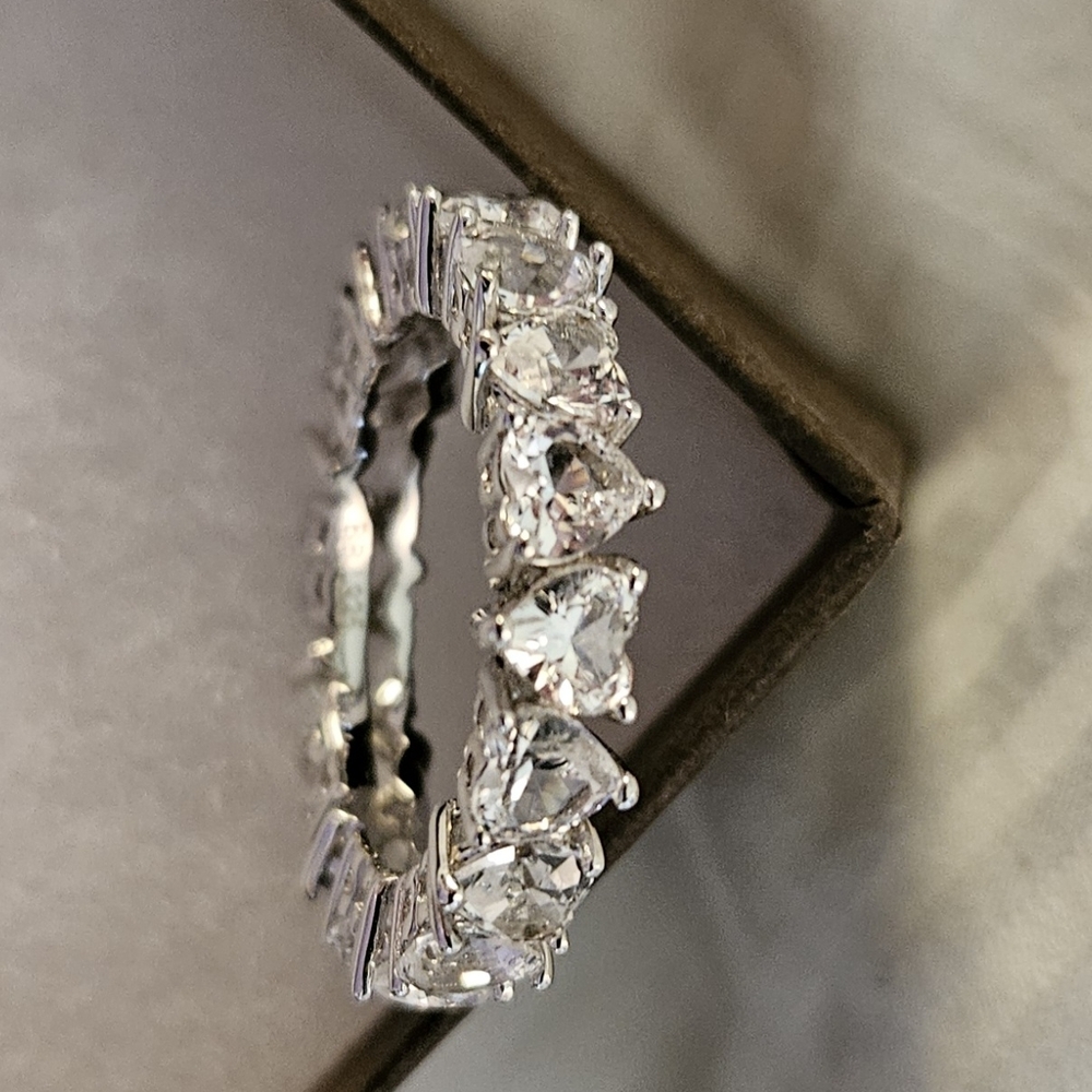 4.86ctw White Sapphire Rhodium Over Silver Women's Ring